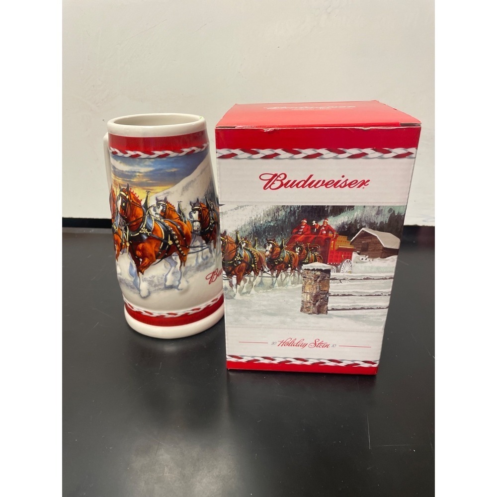 Budweiser Holiday Beer Stein Anheuser Busch 2010 in Box with COA